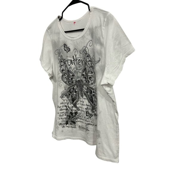 Butterfly Graphic Womens White T Shirt Cotton Short Sleeves Sz 3X - Picture 3 of 9